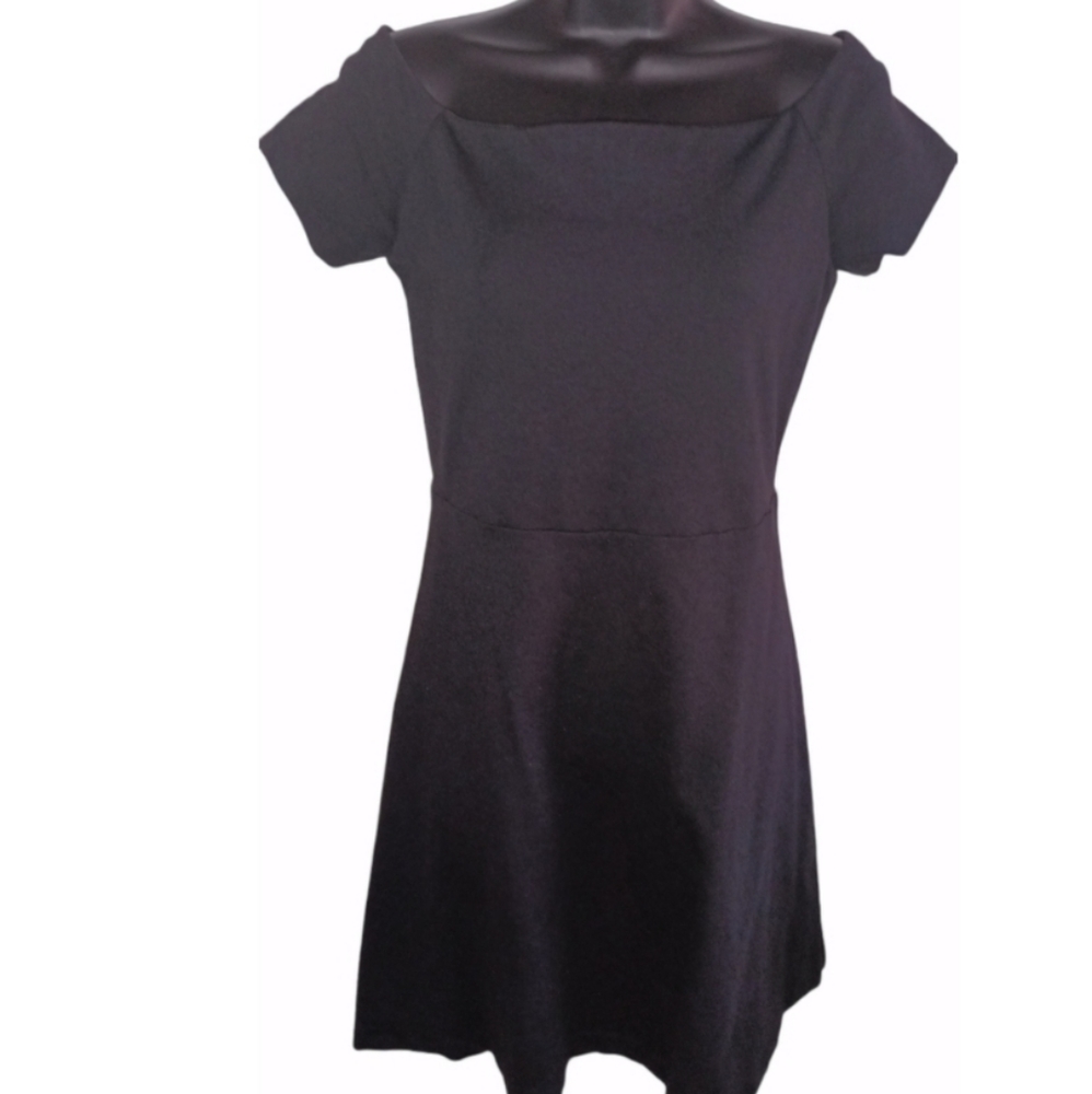 Boden Black Off Shoulder Fit and Flare Dress